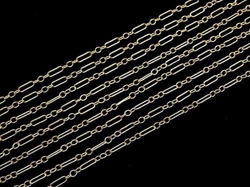 14KGF フィガロ(ロングアンドショート)チェーン 4.5×1.5mm 10センチの画像