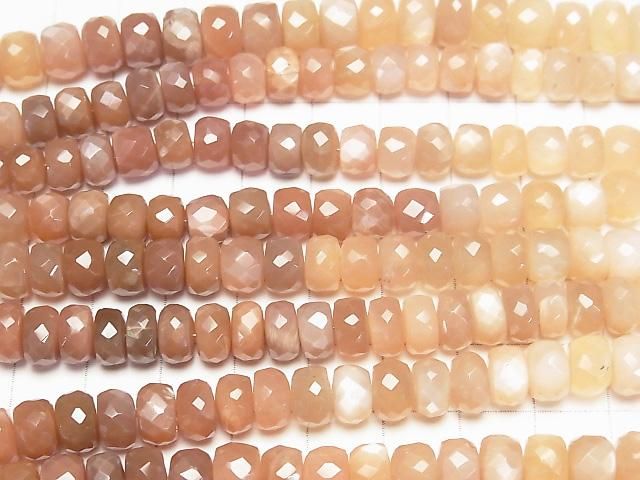 【動画】宝石質オレンジムーンストーンAAA- ボタンカット カラーグラデーション 半連/1連(約18cm) サムネイル3