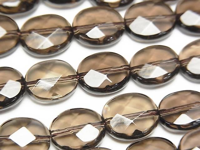 【動画】スモーキークォーツAAA オーバルカット12×10×6mm 半連/1連(約36cm)の画像