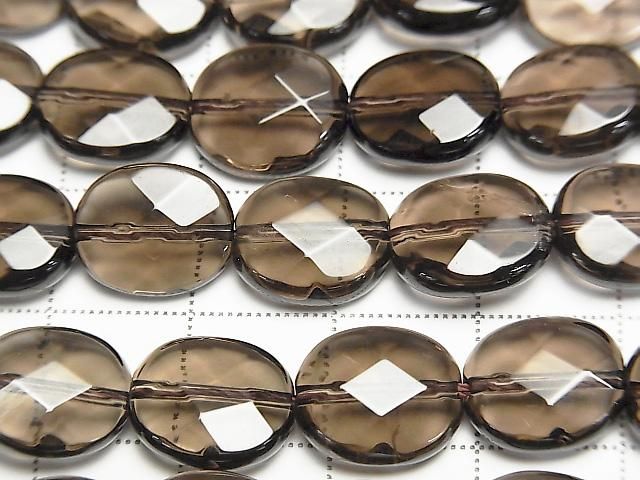 【動画】スモーキークォーツAAA オーバルカット12×10×6mm 半連/1連(約36cm) サムネイル2