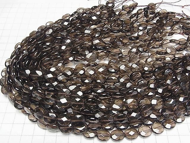 【動画】スモーキークォーツAAA オーバルカット12×10×6mm 半連/1連(約36cm) サムネイル4