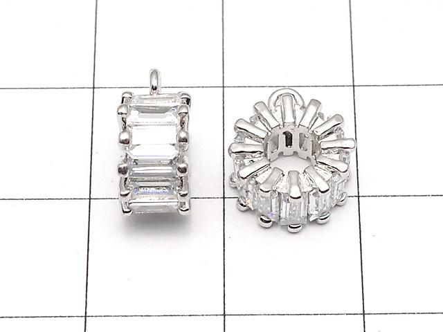 メタルパーツ カン付きロンデル10×10×5mm シルバーカラー(CZ付) 1個 サムネイル2
