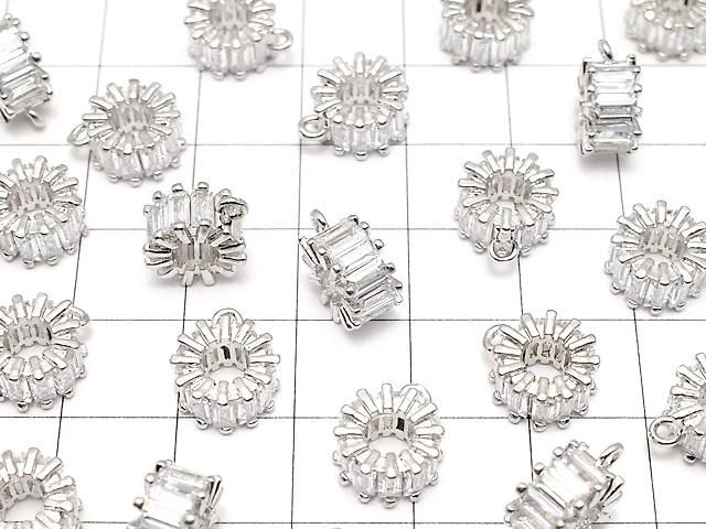 メタルパーツ カン付きロンデル10×10×5mm シルバーカラー(CZ付) 1個 サムネイル3