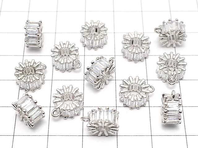 メタルパーツ カン付きロンデル10×10×5mm シルバーカラー(CZ付) 1個 サムネイル4