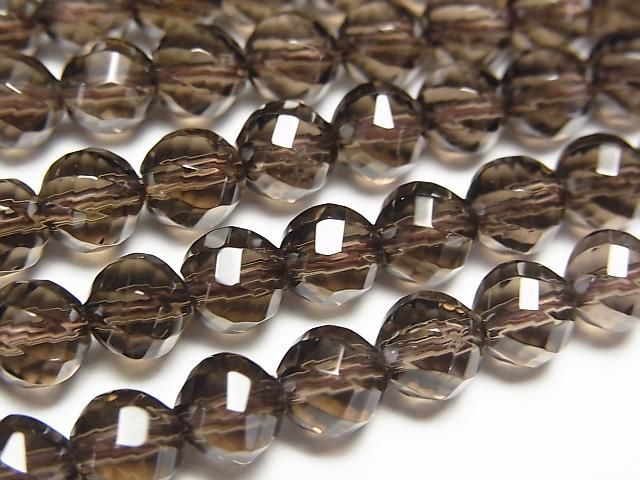 【動画】スモーキークォーツAAA 72面ツイストラウンドカット6mm 1/4連~1連(約37cm)の画像