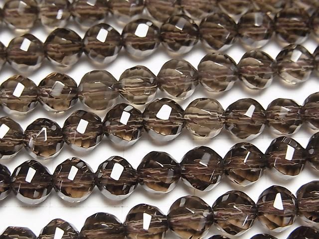 【動画】スモーキークォーツAAA 72面ツイストラウンドカット6mm 1/4連~1連(約37cm) サムネイル2