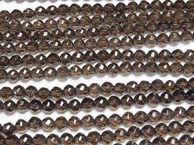 【動画】スモーキークォーツAAA 72面ツイストラウンドカット6mm 1/4連~1連(約37cm) サムネイル3