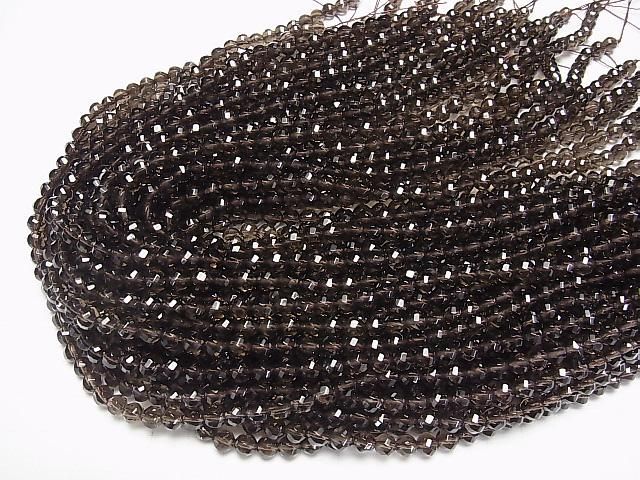 【動画】スモーキークォーツAAA 72面ツイストラウンドカット6mm 1/4連~1連(約37cm) サムネイル4