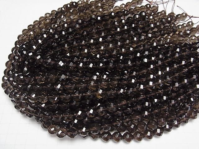 スモーキークォーツAAA 72面ツイストラウンドカット10mm 1/4連~1連(約37cm) サムネイル4