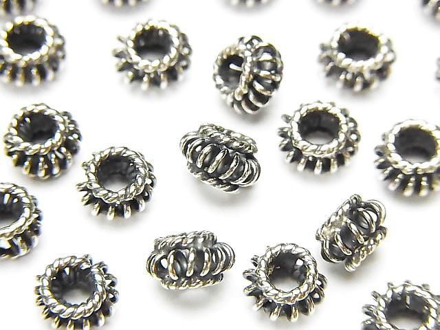 バリシルバー ロンデル6×6×4mm いぶし 2個の画像