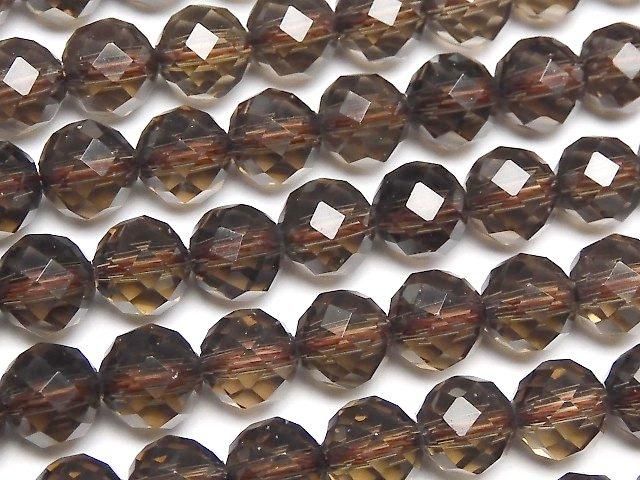 【素晴らしい輝き】スモーキークォーツAAA+ 64面ラウンドカット6mm 「Special cut」 半連/1連(約37cm)の画像