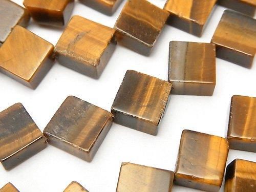 イエロータイガーアイAA++ フラットダイヤ12×12×5mm 半連/1連(約36cm)の画像