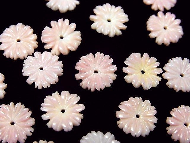 【動画】クィーンコンクシェルAAA マーガレット(花) 10mm 【中央穴】 2個の画像