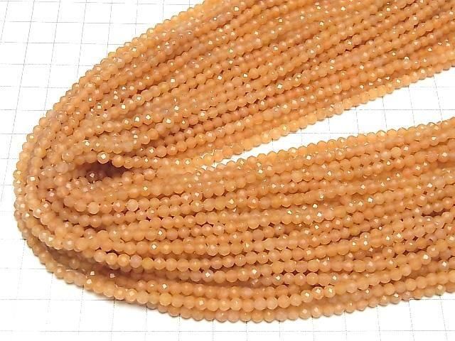 【動画】【素晴らしい輝き】オレンジアベンチュリン ラウンドカット4mm 1連(約37cm) サムネイル4