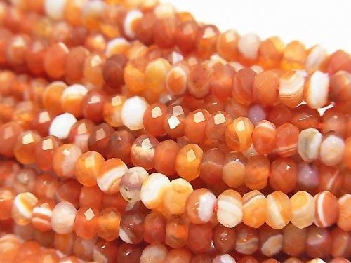 【素晴らしい輝き】カーネリアン・サードニクスAAA ボタンカット4×4×2.5mm 半連/1連(約37cm)の画像