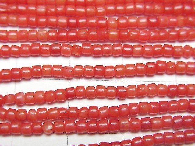 【動画】赤珊瑚・レッドコーラル(染) ロンデル(ヘイシ)2×2×1.5mm 1連(約38cm) サムネイル2