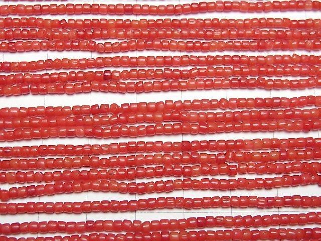 【動画】赤珊瑚・レッドコーラル(染) ロンデル(ヘイシ)2×2×1.5mm 1連(約38cm) サムネイル3