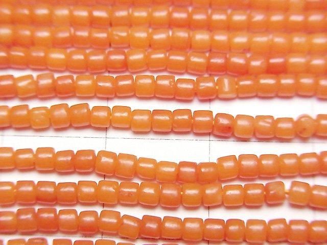 【動画】オレンジコーラル(染) ロンデル(ヘイシ)2×2×1.5mm 1連(約38cm) サムネイル2