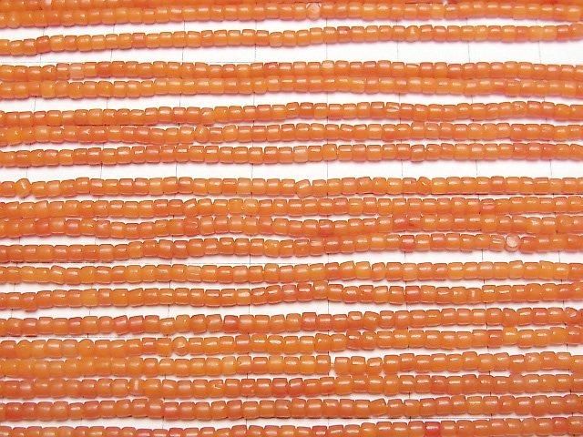 【動画】オレンジコーラル(染) ロンデル(ヘイシ)2×2×1.5mm 1連(約38cm) サムネイル3