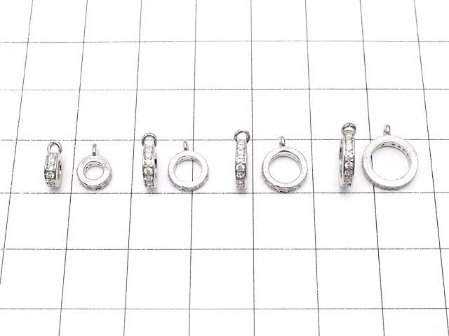 メタルパーツ カン付きロンデル【6mm】【7mm】【8mm】【10mm】 シルバーカラー(CZ付) 3個 サムネイル2