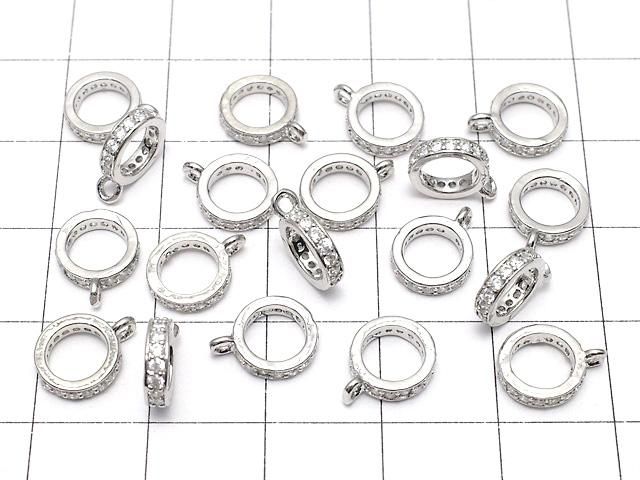 メタルパーツ カン付きロンデル【6mm】【7mm】【8mm】【10mm】 シルバーカラー(CZ付) 3個 サムネイル4