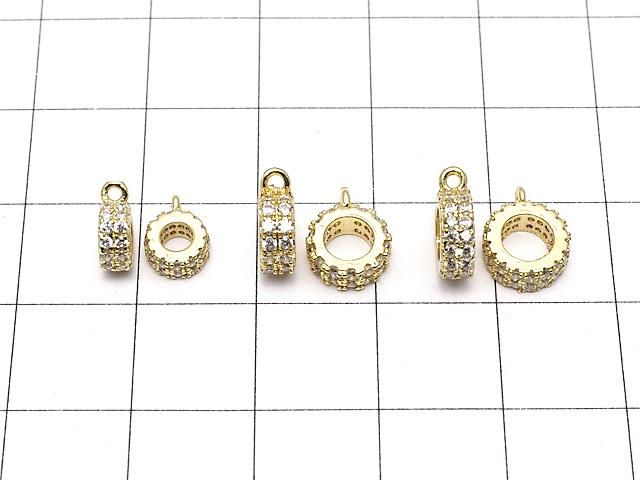 メタルパーツ カン付きロンデル【6mm】【7mm】【8mm】 ゴールドカラー(CZ付) 1個 サムネイル2