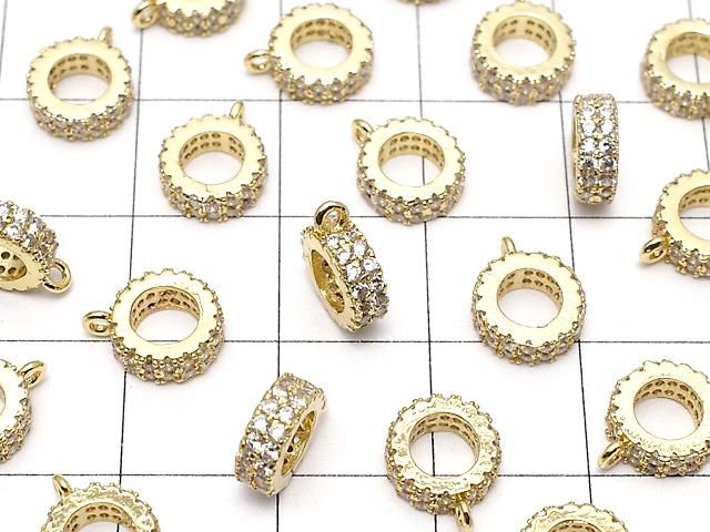 メタルパーツ カン付きロンデル【6mm】【7mm】【8mm】 ゴールドカラー(CZ付) 1個 サムネイル3