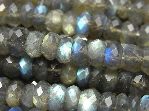 【動画】宝石質ラブラドライトAAA ボタンカット 半連/1連(約33cm)の画像