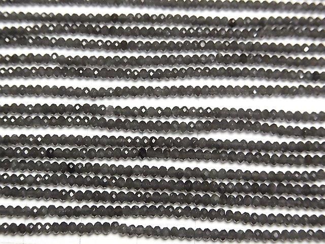 【動画】【素晴らしい輝き】ブラックオブシディアンAAA 極小ボタンカット2×2×1.5mm 1連(約37cm) サムネイル3
