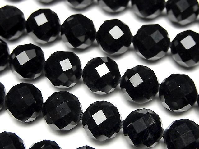 【素晴らしい輝き】オニキスAAA 64面ラウンドカット10mm 1連(約36cm)の画像