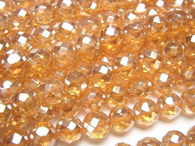 【動画】オレンジフラッシュクリスタル 64面ラウンドカット6mm 半連/1連(約36cm)の画像