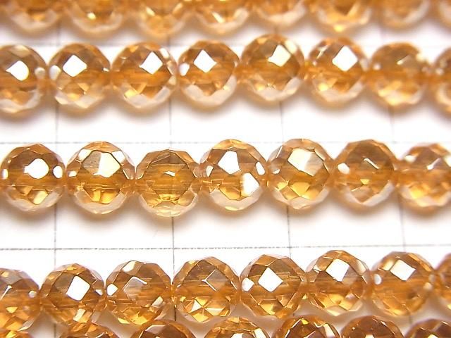 【動画】オレンジフラッシュクリスタル 64面ラウンドカット6mm 半連/1連(約36cm) サムネイル2
