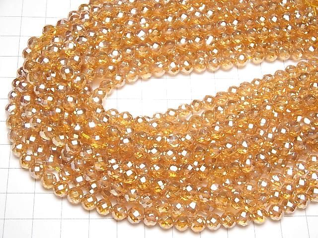 【動画】オレンジフラッシュクリスタル 64面ラウンドカット6mm 半連/1連(約36cm) サムネイル4