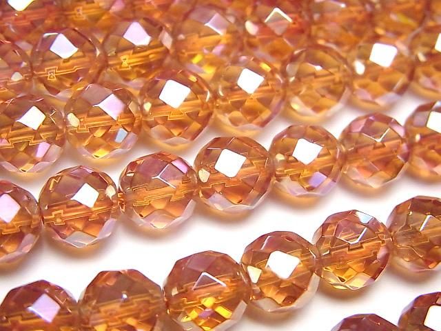 【動画】オレンジフラッシュクリスタル 64面ラウンドカット8mm 半連/1連(約38cm)の画像
