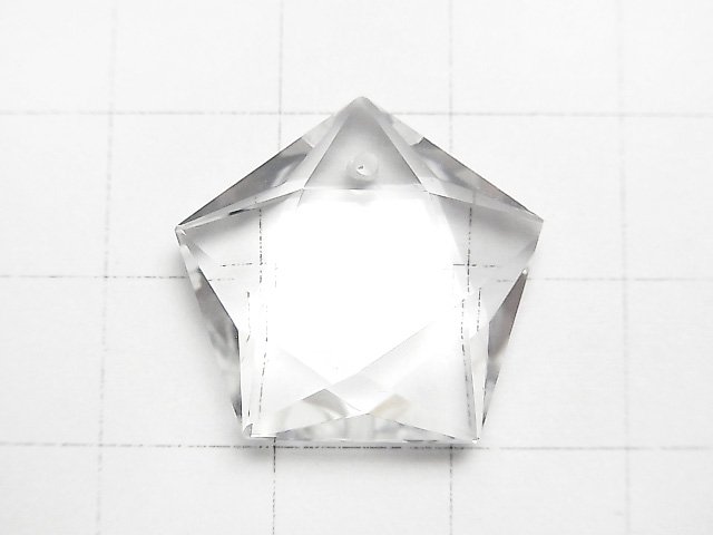 クリスタル（天然水晶） 穴あき五芒星形カット20×21mm 1個｜天然石ビーズの卸問屋・通販ケンケンジェムズ