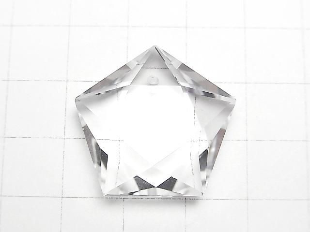 【動画】【素晴らしい輝き】天然クリスタルAAA 穴あき五芒星カット25×26mm 1個 サムネイル2