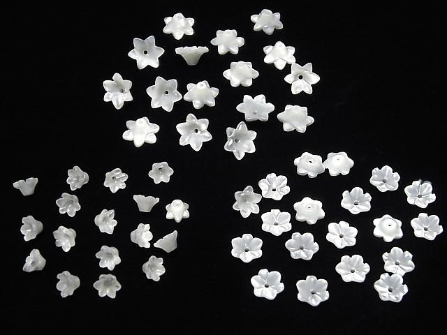 【動画】マザーオブパール ホワイト AAA 立体フラワー 【6mm】【8mm】【10mm】 中央穴 4枚 サムネイル4