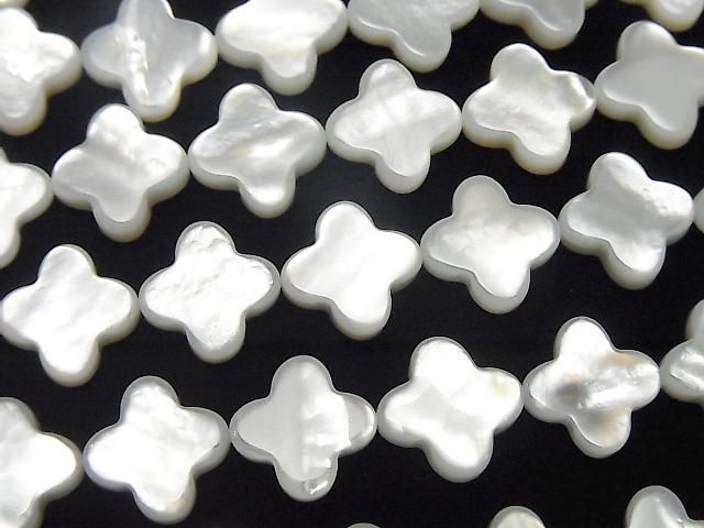 【動画】高品質ホワイトシェル(白蝶貝)AAA フラワーモチーフ10×10mm 1/4連~1連(約36cm)の画像