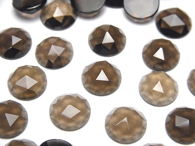 スモーキークォーツ （茶水晶）｜産地・ブラジル ラウンド ローズカット10×10×4mm 3粒580円！｜天然石ビーズの卸問屋・通販ケンケンジェムズ