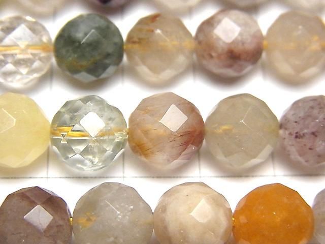 【動画】マルチカラー ルチルクォーツAA 64面ラウンドカット10mm 半連/1連(約37cm) サムネイル2