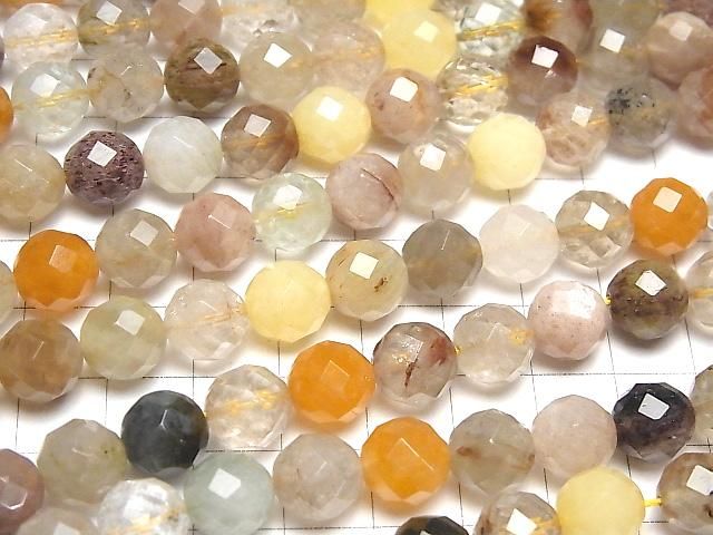 【動画】マルチカラー ルチルクォーツAA 64面ラウンドカット10mm 半連/1連(約37cm) サムネイル3