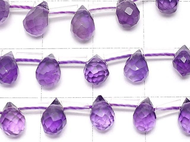 【動画】アメジストAAA- ドロップ ブリオレットカット7×5×5mm 半連/1連(約38cm) サムネイル2
