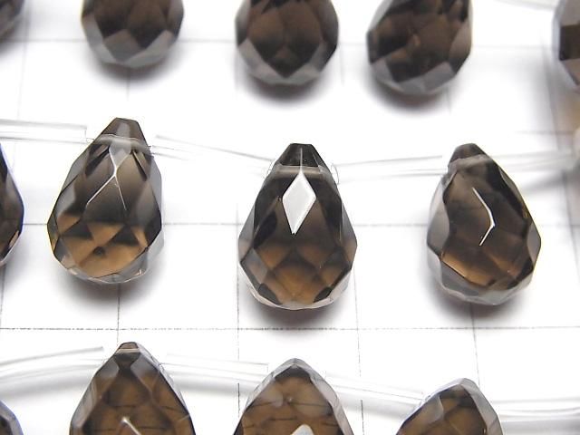 【動画】スモーキークォーツAAA ドロップ ブリオレットカット14×10×10mm 1/4連~1連(約38cm) サムネイル2