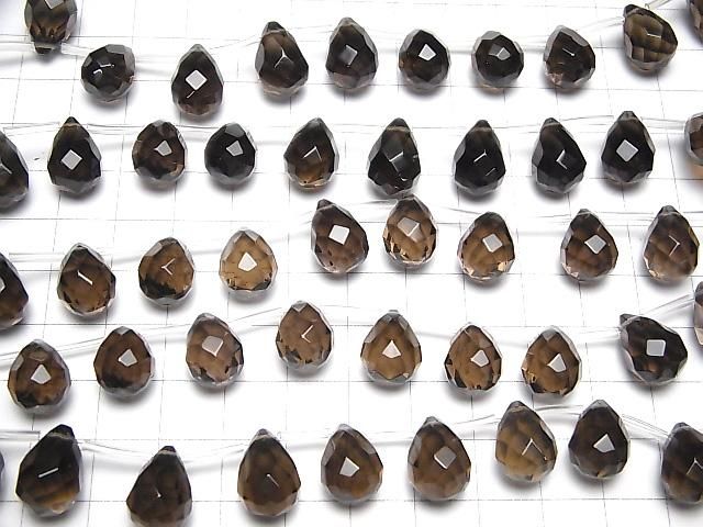 【動画】スモーキークォーツAAA ドロップ ブリオレットカット14×10×10mm 1/4連~1連(約38cm) サムネイル3