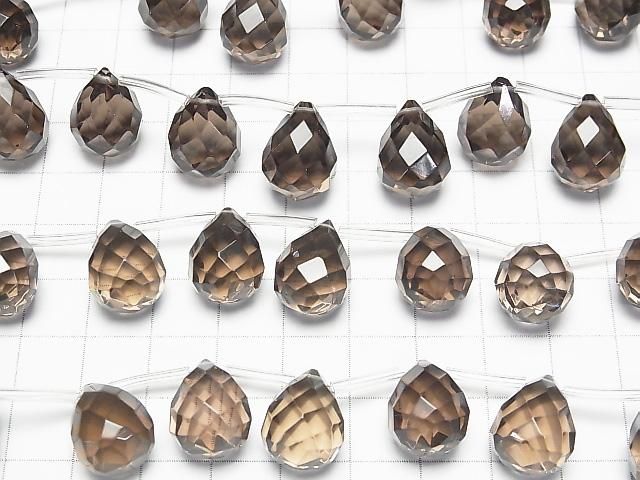 スモーキークォーツ 大粒ドロップ ブリオレットカット16×12×12mm 1/4連~1連(約36cm) サムネイル3