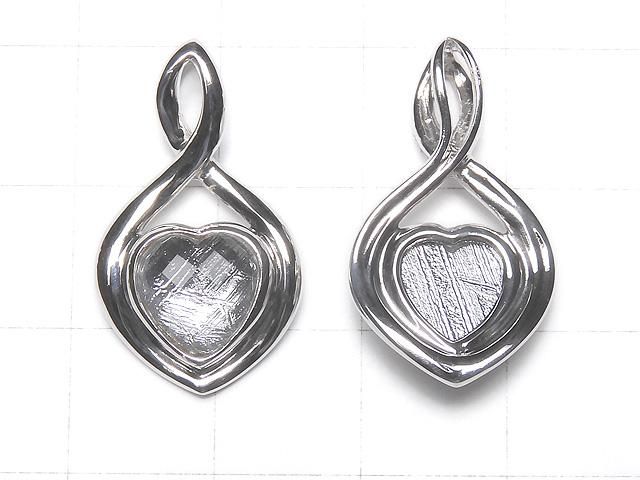 メテオライト(ムオニナルスタ隕石) ハート型ペンダントトップ24×15×6mm SILVER925製 サムネイル2