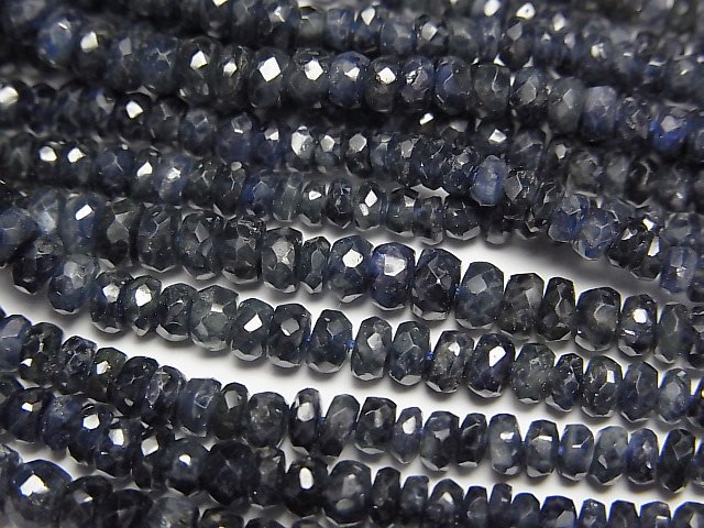 【動画】宝石質ブルーサファイアAAA　ボタンカット　半連/1連（約39cm）