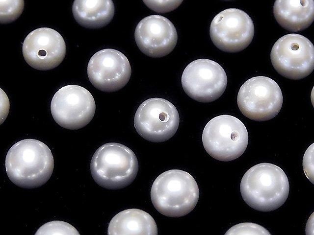 【動画】淡水真珠AAA ラウンド5~5.5mm 【片穴】 シルバー 2ペアの画像