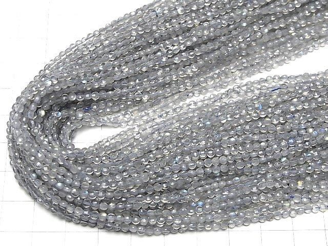 【動画】【素晴らしい輝き】宝石質ラブラドライトAA++ 極小コインカット2.5×2.5×1.5mm 1連(約38cm) サムネイル4