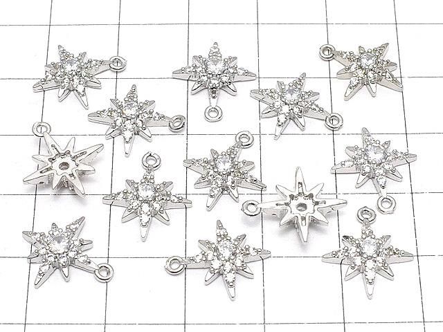 メタルパーツ スターモチーフ チャーム14×12mm シルバーカラー(CZ付) 1個 サムネイル4